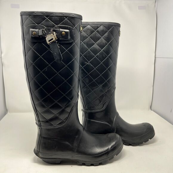 Barbour Black Quilted Winter Rain Boots - Picture 3 of 6